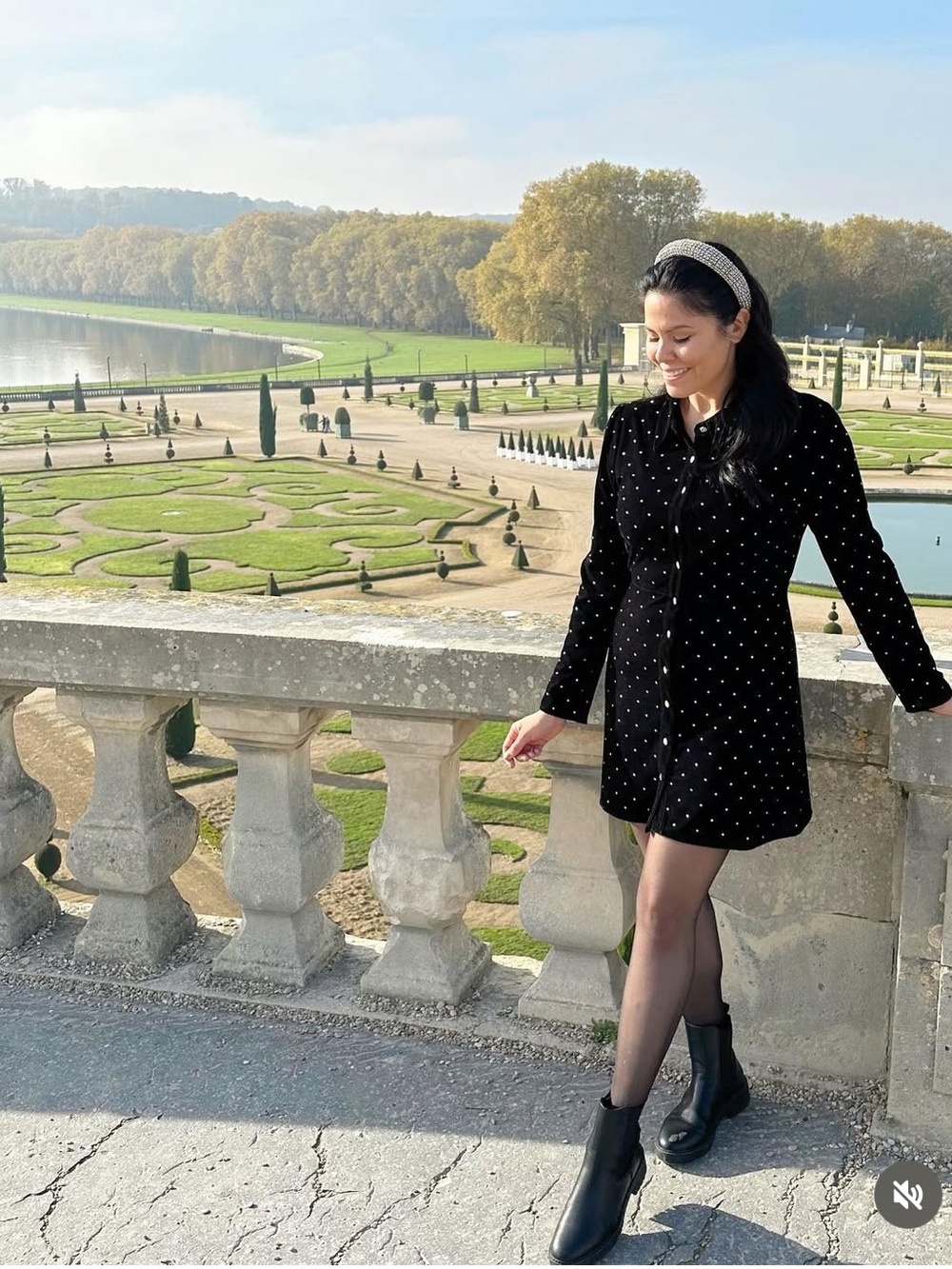 Zara Black Velvet Mini Dress with Rhinestone Dots - Picture 5 of 6